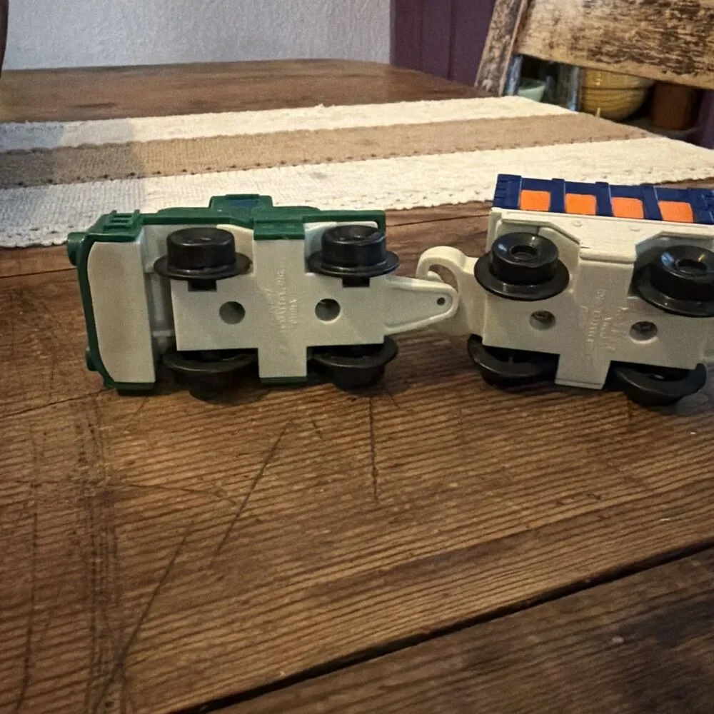 3 Pk Fisher-Price Mattel Geotrax Transport Push Train Engine and cars 2003